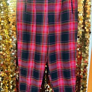 Topshop Pink and Black Plaid Trousers